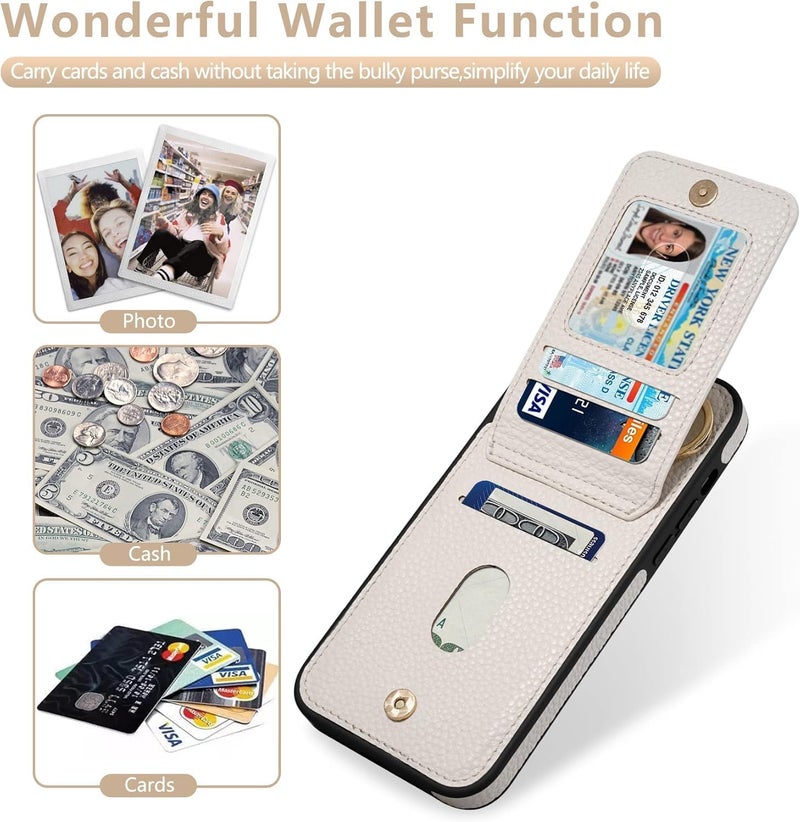 Keallce Case for iPhone 16 6.1'', Detachable Crossbody Case Wallet with RFID Blocking Card Holder, 360ｰRing Stand, Folio Leather iPhone Cover Shoulder Lanyard Strap Lady for iPhone 16 2024 5G, White - Image 3